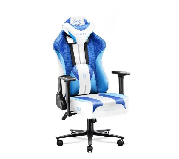 Diablo Chairs X-Player 2.0 Normal Size Gamingowy do 150kg Skóra ECO Tkanina Biało-niebieski - Kup na Raty - RRSO 0%