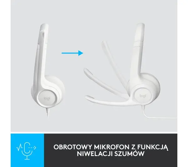 Logitech H390 Nauszne Biały