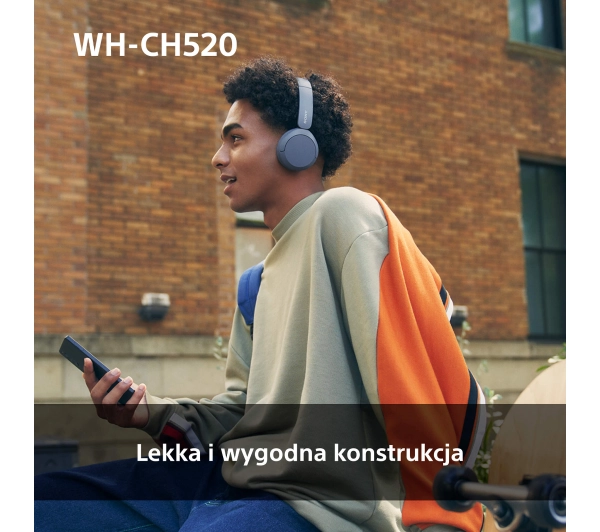 Sony WH-CH520 Nauszne Bluetooth 5.2 Niebieski - ⚡ BESTSELLERY ⚡