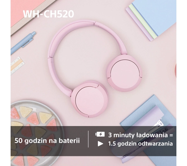 Sony WH-CH520 Nauszne Bluetooth 5.2 Niebieski - ⚡ BESTSELLERY ⚡
