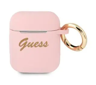 Guess Silicone Vintage Script do AirPods Różowy