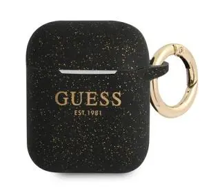 Guess Silicone Glitter do AirPods Czarny