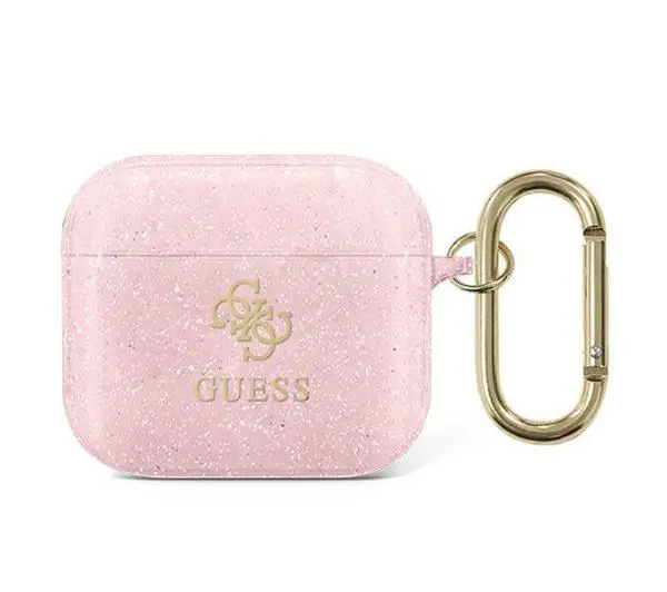 Etui na słuchawki GUESS 4G Glitter do Apple AirPods 3 Różowy