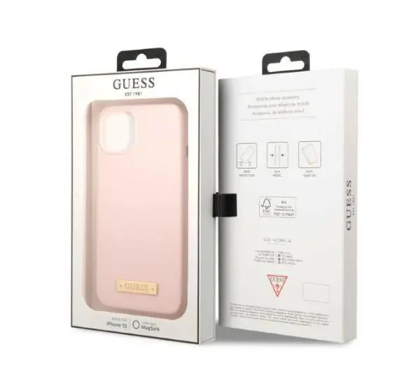 Guess Silicone Logo Plate MagSafe GUHMP13SSBPLP do iPhone 13 mini