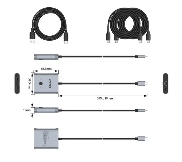 Unitek Dwukierunkowy USB-C 4K D1078A Szary