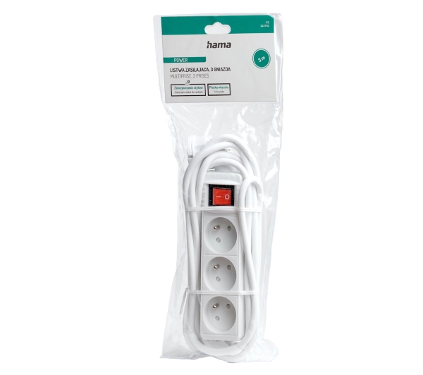 Hama P2223742 Standard 3 gniazda 3m Biały