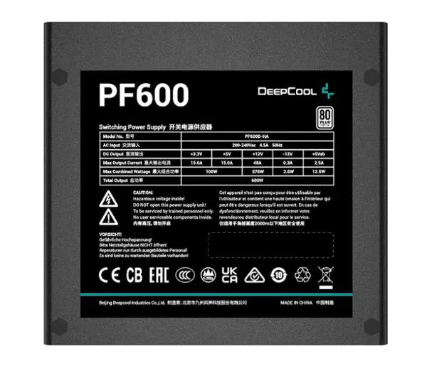 DeepCool PF600 600W 80+ Czarny