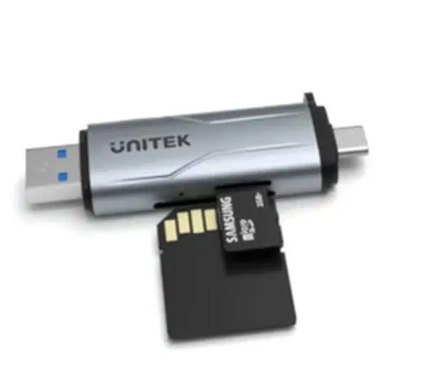 Czytnik Unitek SD/microSD USB-A 5Gbps/USB-C szary (R1010A)