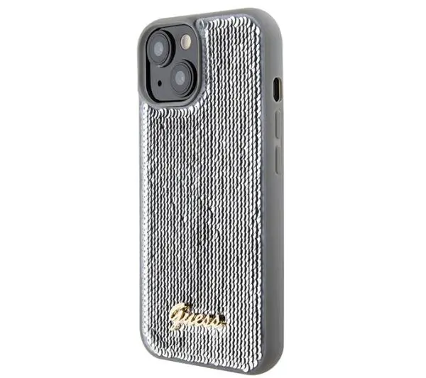 Guess Sequin Script Metal GUHCP15SPSFDGSS do iPhone 15 Srebrny