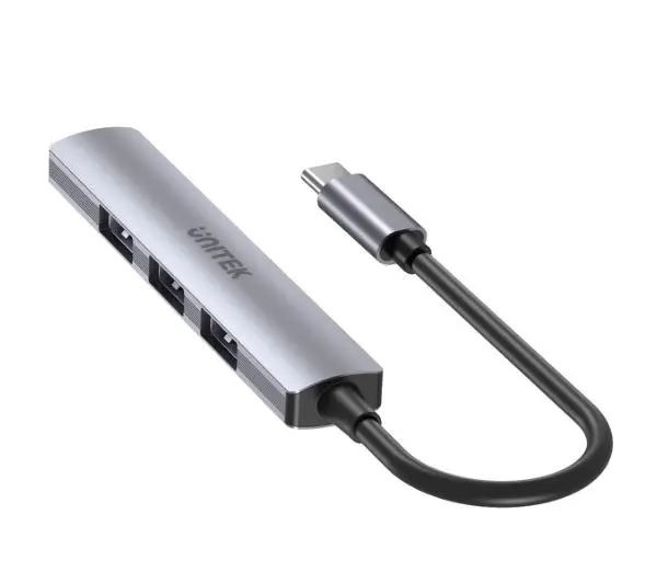 Unitek H1208B USB-C 1xUSB-A 5 Gbps, 3xUSB-A 2.0 Szary