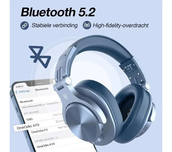 Oneodio Fusion A70 Nauszne Bluetooth 5.2 Niebieski