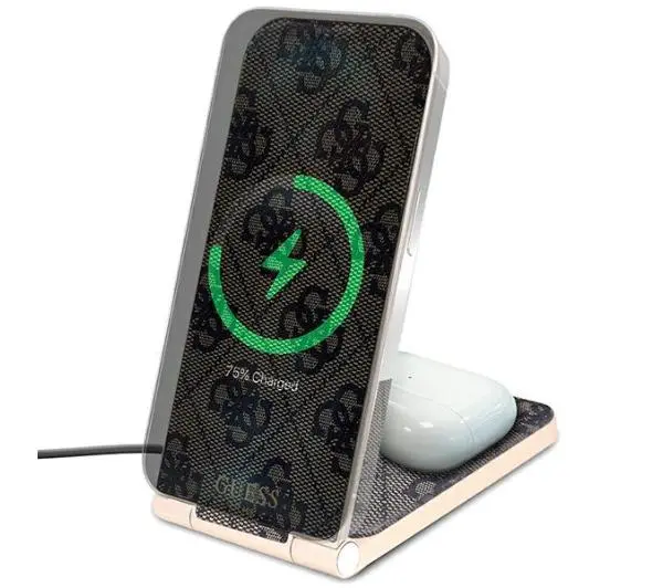 Guess 2w1 15W 4G Pattern MagSafe Brązowy