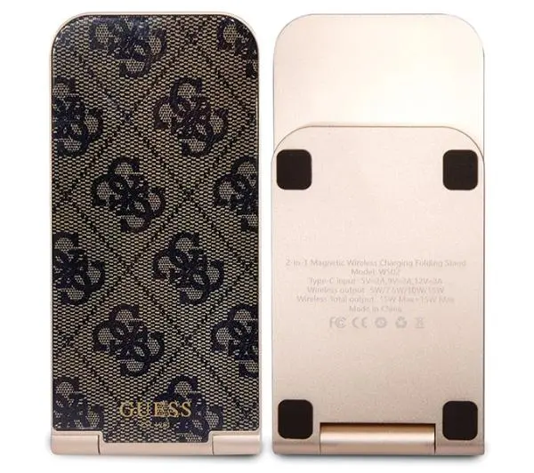 Guess 2w1 15W 4G Pattern MagSafe Brązowy