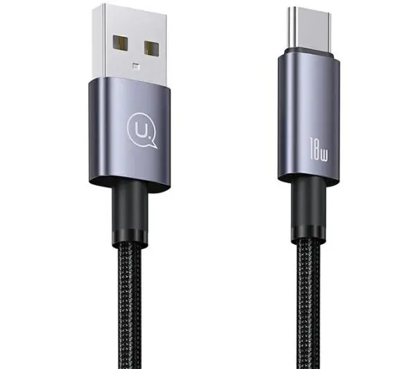 USAMS USB do USB-C 3A 1,2m Fast Charging Stalowy