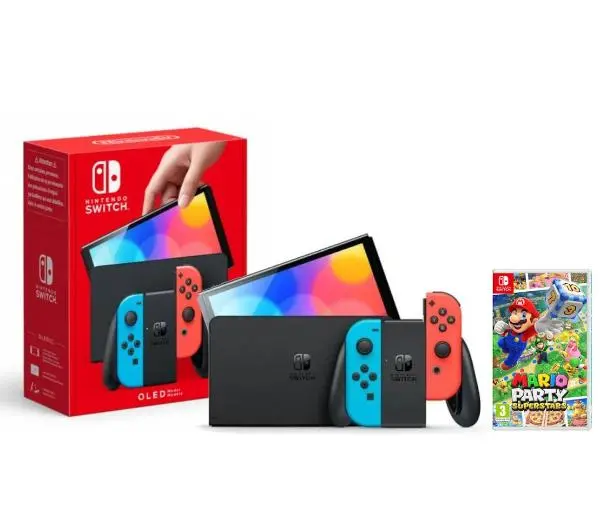 Nintendo Switch OLED Czerwono-niebieski + Mario Party Superstars