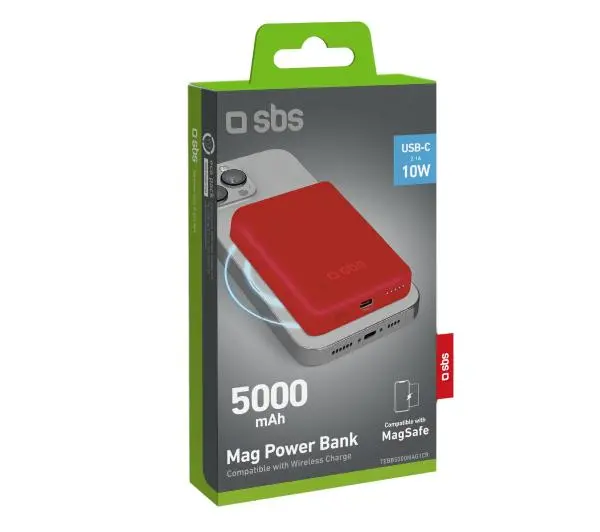 SBS TEBB5000MAG1CR 5000mAh Magsafe 10W Czerwony