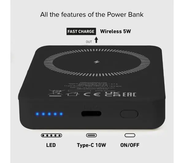 SBS TEBB5000MAG1CK  5000mAh Magsafe 10W Czarny