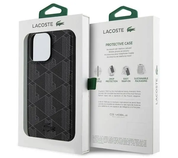 Lacoste Blend Monogram MagSafe do iPhone 15 Pro Czarny