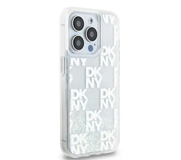 DKNY Hardcase Liquid Glitter Multilogo do iPhone 15 Pro Biały