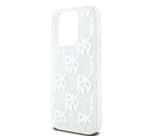 DKNY Hardcase Liquid Glitter Multilogo do iPhone 15 Pro Biały
