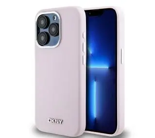 DKNY Hardcase Liquid Silicone Small Metal Logo MagSafe do iPhone 15 Pro Różowy
