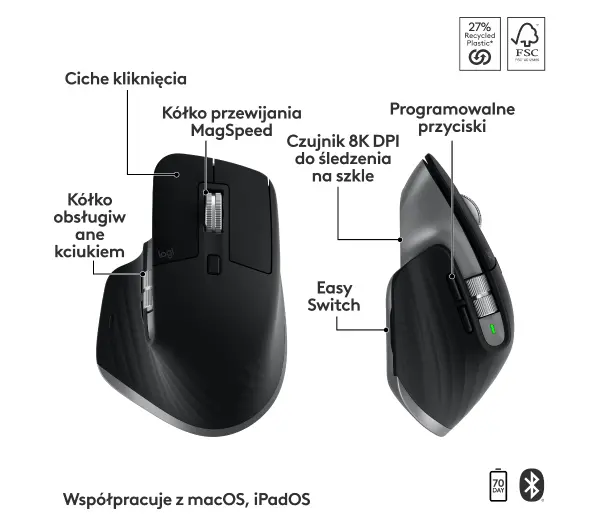 Logitech MX Keys S Combo dla Mac Grafitowy - Kup na Raty - RRSO 0%