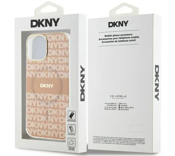 DKNY IML Mono & Stripe MagSafe do iPhone 14 Różowy