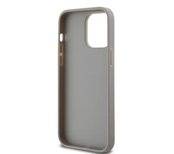 DKNY Leather Mono Stripe & Metal Logo do iPhone 14 Pro Max Beżowy