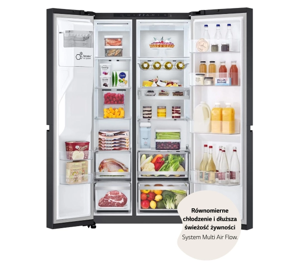 LG SBS GSLE91EVAC Funkcje AI Pełny No Frost 179cm Dystrybutor wody Zdalne sterowanie Ciemny grafit stal - TRZECI -55%, ALBO 5-TY ZA 1ZŁ - Kup na Raty - RRSO 0%