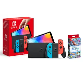 Nintendo Switch OLED Czerwono-niebieski + Switch Sports - Kup na Raty - RRSO 0%