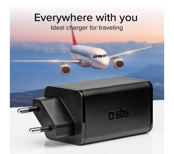 SBS NanoTube GaN PD 1XUSB-C 1XUSB-A 65W Czarny