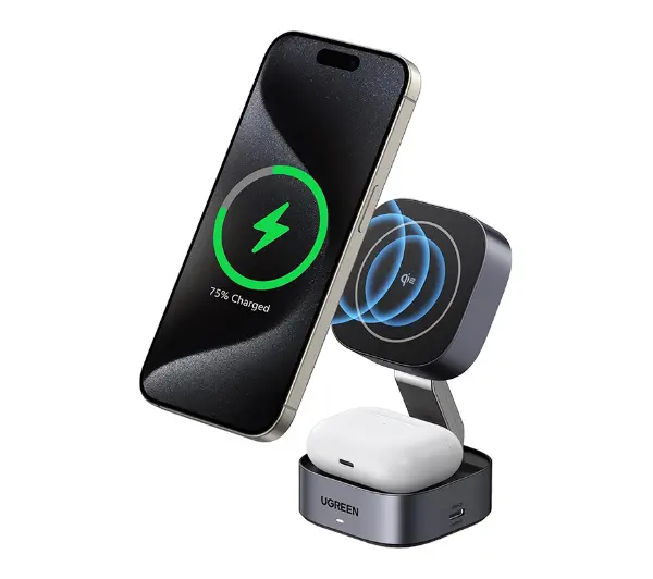 UGREEN Qi 2w1 W702n 15W Szary