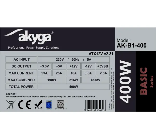 Akyga Basic AK-B1-400 400W Srebrny