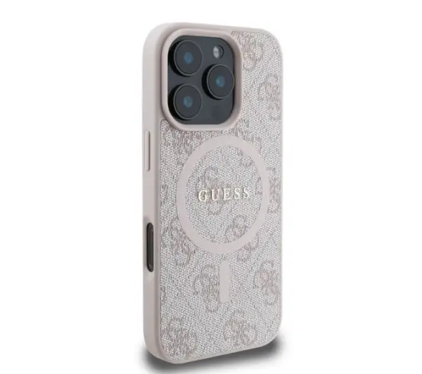 Guess 4G Ring Classic Logo MagSafe do iPhone 16 Pro Różowy