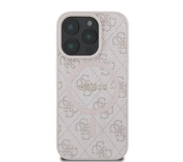 Guess 4G Ring Classic Logo MagSafe do iPhone 16 Pro Różowy