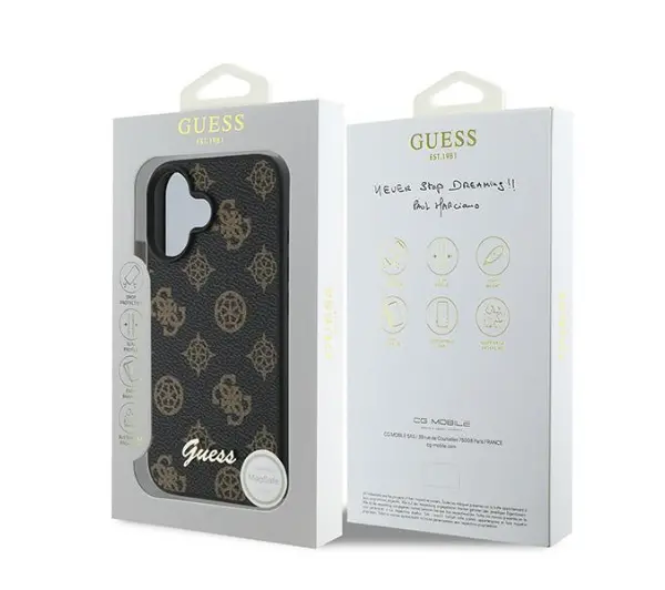 Guess Peony Script MagSafe do iPhone 16 Plus Czarny
