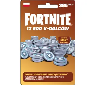 Doładowanie Fortnite 13 500 V-dolców [bon agencyjny] Obecnie dostępne tylko w sklepach stacjonarnychDostęp po opłaceniu zakupu
