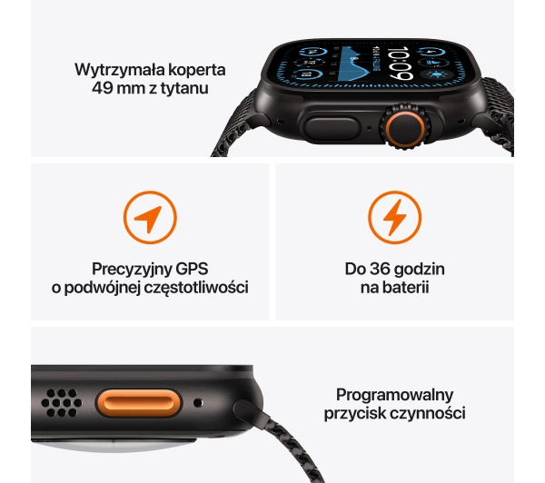 Apple Watch Ultra 2 GPS + Cellular Koperta z tytanu Czarna 49mm Opaska Alpine Ciemnozielona Rozmiar L - Kup na Raty - RRSO 0%