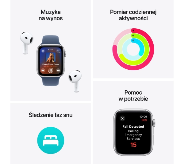 Apple Watch SE GPS + Cellular koperta 44mm aluminium srebrny opaska sportowa błękitnego obłok - Kup na Raty - RRSO 0%