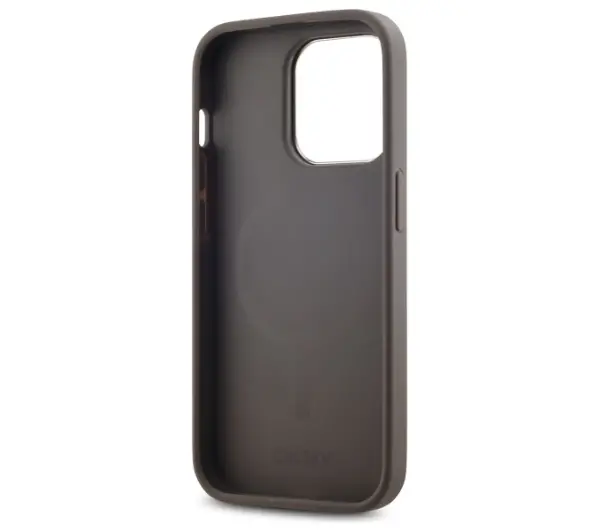 DKNY Leather Checkered Mono Pattern MagSafe do iPhone 14 Pro Beżowy