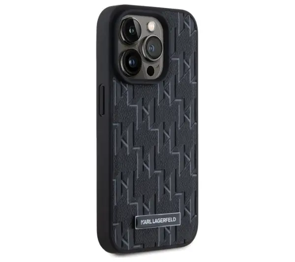 Karl Lagerfeld Leather Monogram Metal Logo MagSafe do iPhone 15 Pro Czarny
