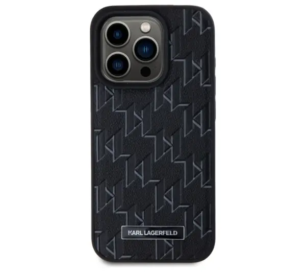 Karl Lagerfeld Leather Monogram Metal Logo MagSafe do iPhone 15 Pro Czarny