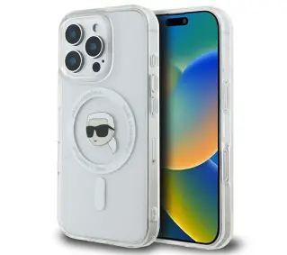 Karl Lagerfeld IML Metal Karl Head MagSafe do iPhone 16 Pro Biały
