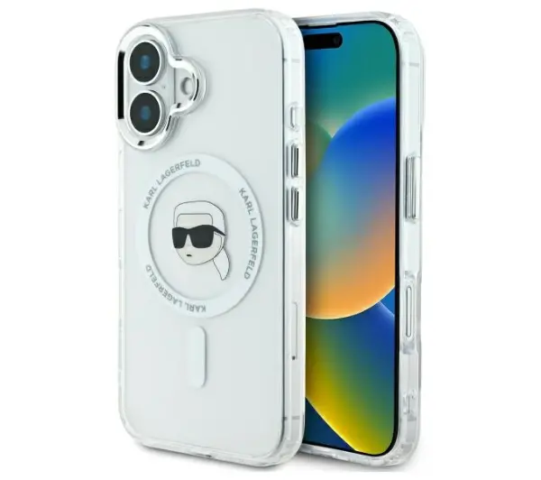 Karl Lagerfeld IML Metal Karl Head MagSafe do iPhone 16 Plus Biały