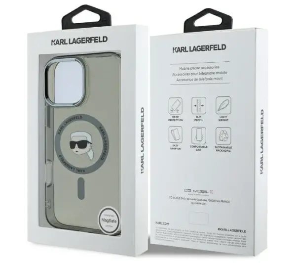Karl Lagerfeld IML Metal Karl Head MagSafe do iPhone 16 Pro Czarny