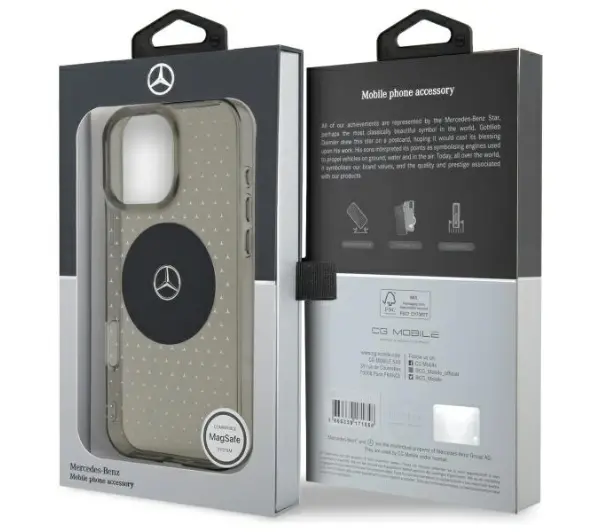 Mercedes-Benz MB Case Star Pattern MagSafe do iPhone 16 Pro Czarny