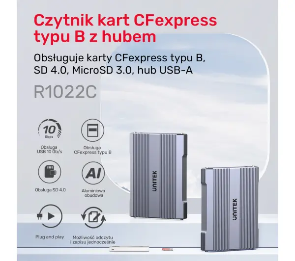 Unitek R1022C01 CF Express SD/microSD USBA 10 Gbs + HUB