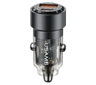 USAMS USB+USB-C 60W Fast Charge Czarny