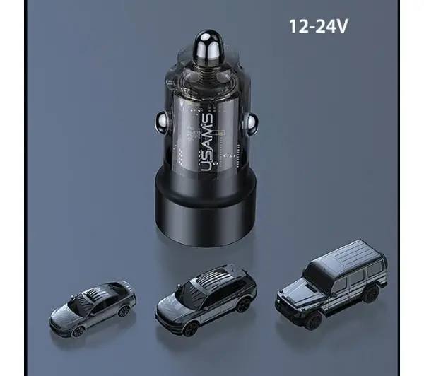 USAMS USB+USB-C 60W Fast Charge Czarny