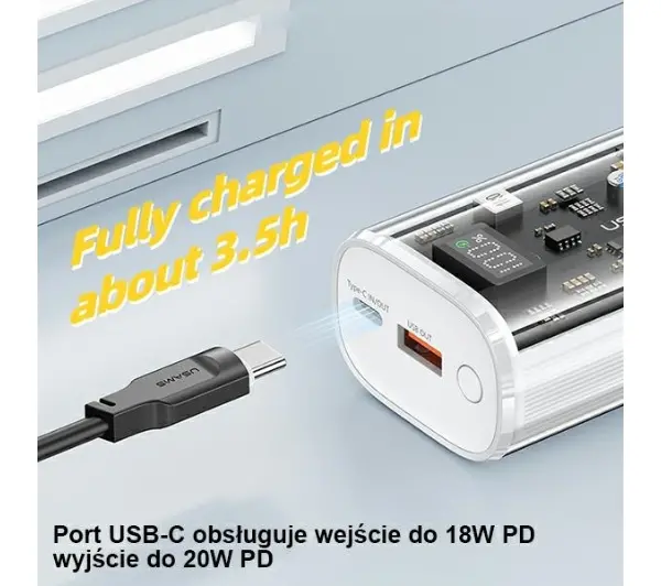 USAMS US-CD189 9000mAh PD 22,5W Biały
